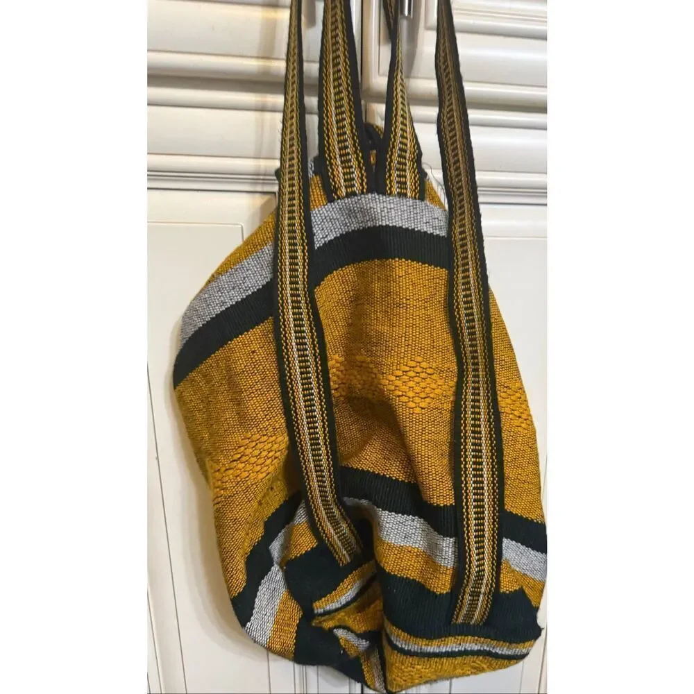 Unisex Large Yellow Black Striped Green Bay Packers NFL Woven Baja Backpack Bag